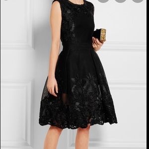 Maje black honeycomb embroidered dress